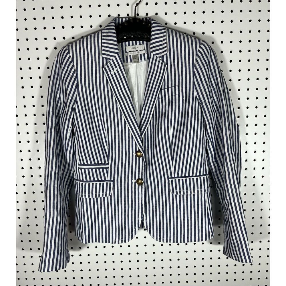 J.Crew linen striped blazer jacket size 2